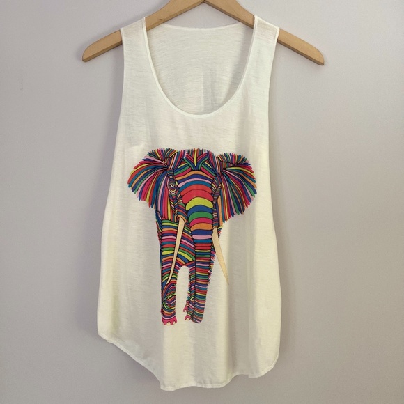 Colorful Elephant Tank Top Size Small - Picture 1 of 3